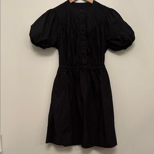 J.Crew Puff-Sleeve Cotton Poplin Black Shirtdress – Size XS – Excellent Conditio